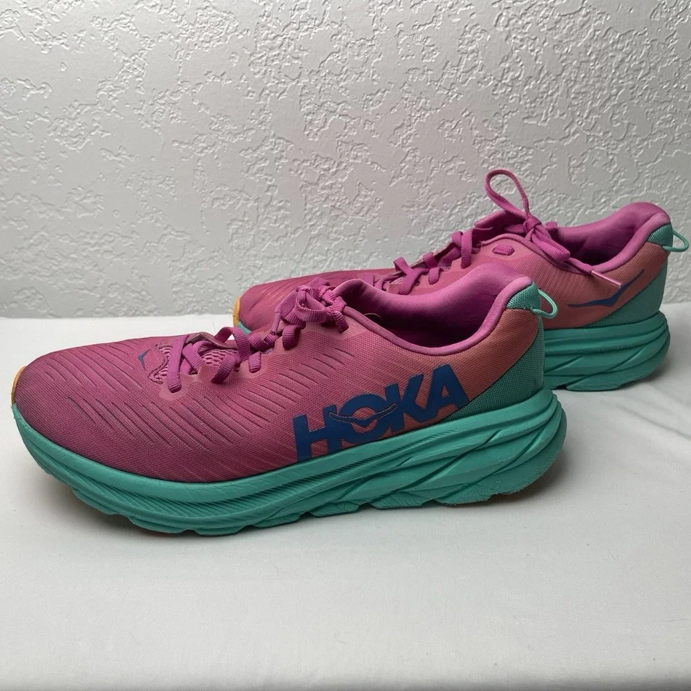 Hoka One One Rincon 3 Womens Size 9.5 Pink Blue Athletic Running Shoes Sneakers